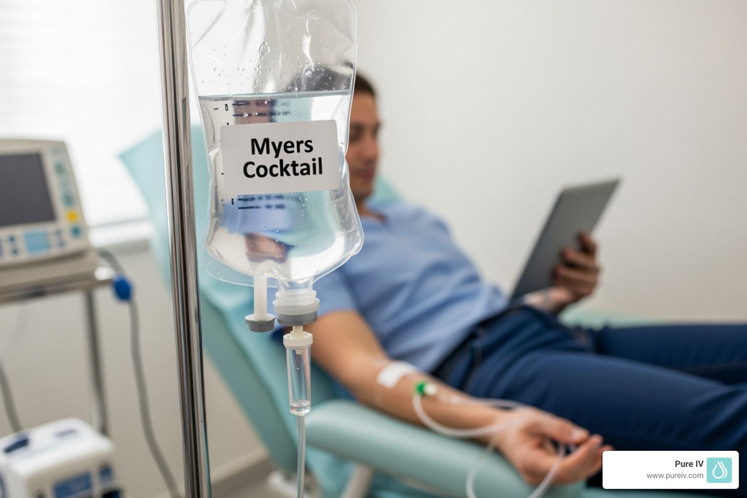 IV drip bag labeled