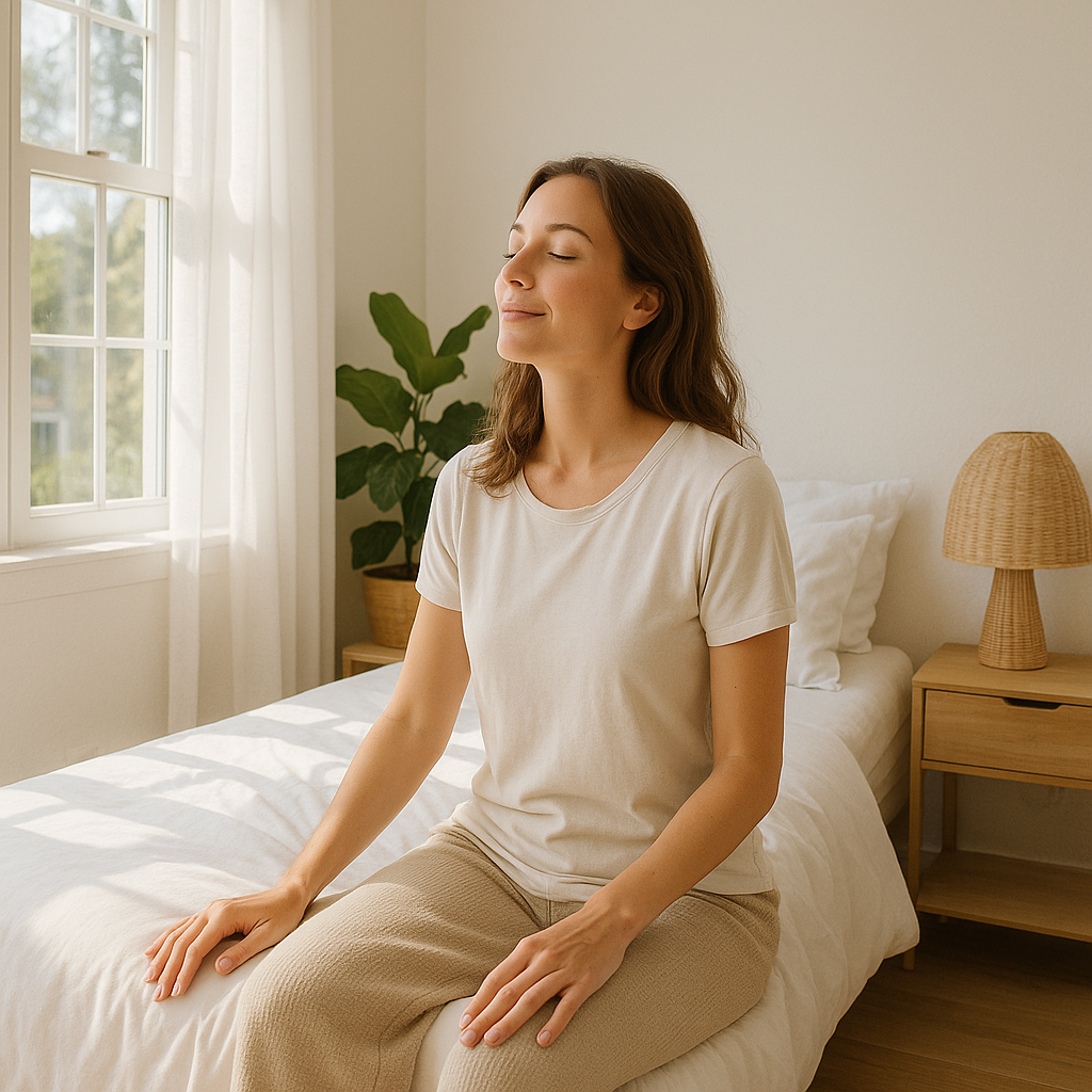 Woman relaxing at home during mobile IV therapy treatment for fast migraine relief in Nashville, Ten