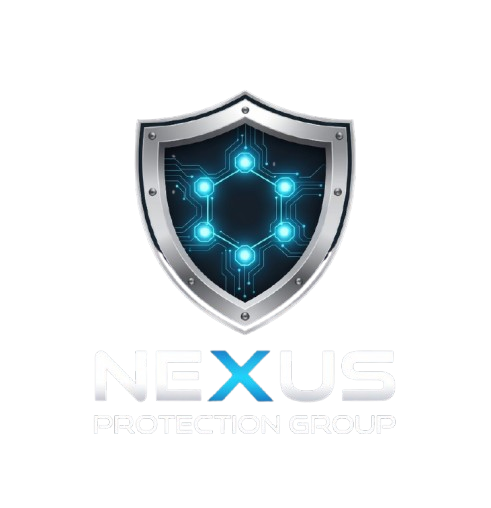 Shield logo with glowing blue network emblem and the text &ldquo;NEXUS Protection Group&rdquo;