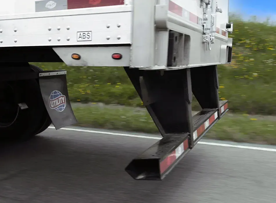 Rear impact guard on semi truck