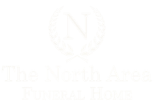 Faded logo for The North Area Funeral Home with a circular “N” emblem and laurel wreaths on a white background