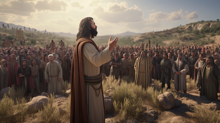 This is an image of Jesus preaching.