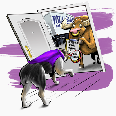 This is a graphic for the door - to - door scam.