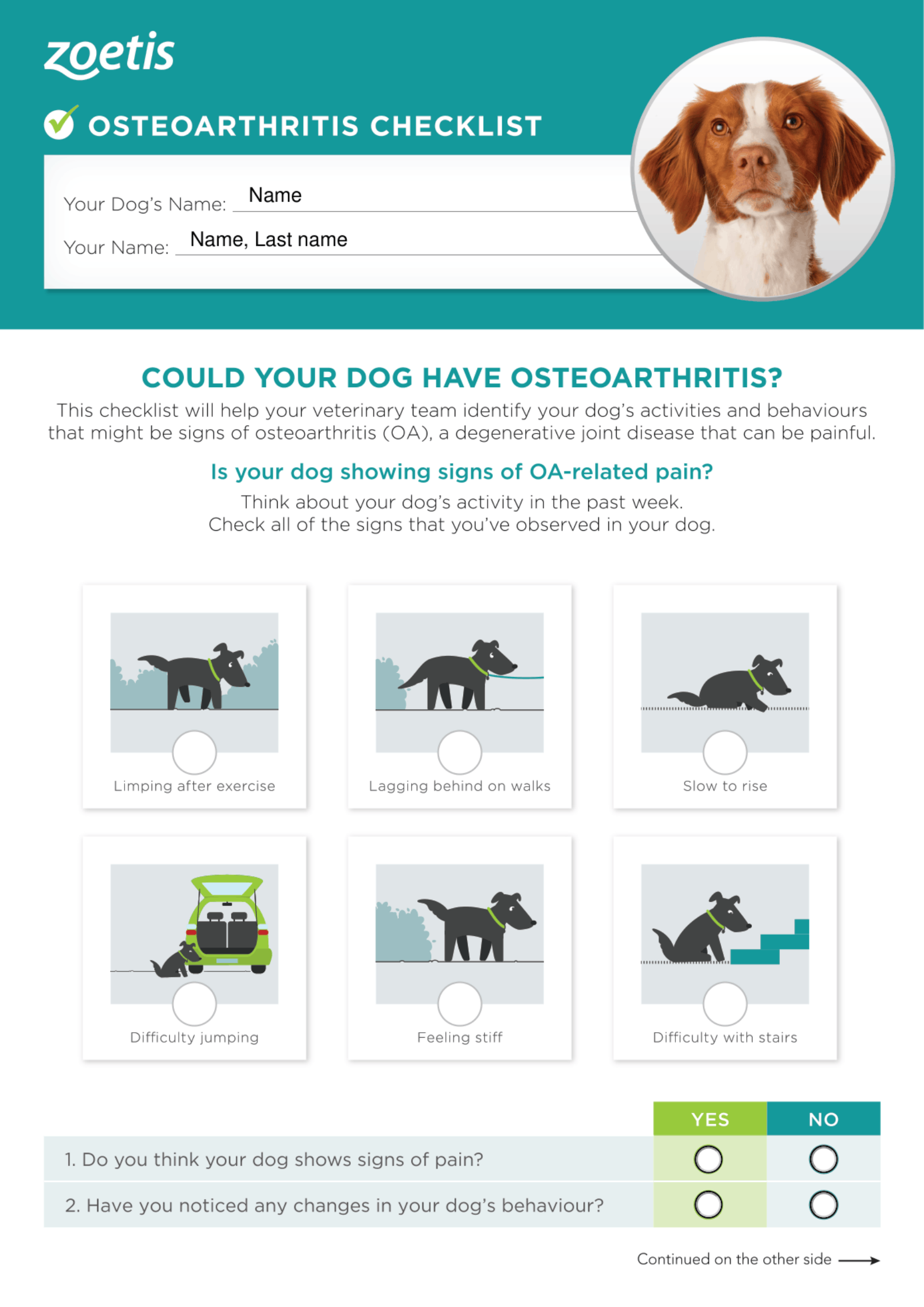 Canine OA Checklist Page 1