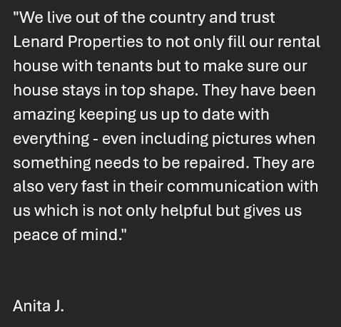 5-star Google review of Lenard Properties in Springfield, MO