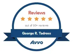 An Avvo 5-star review badge for George R. Tadross