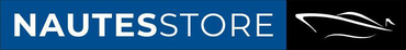 Un logo blu e bianco per un'azienda chiamata nautes store