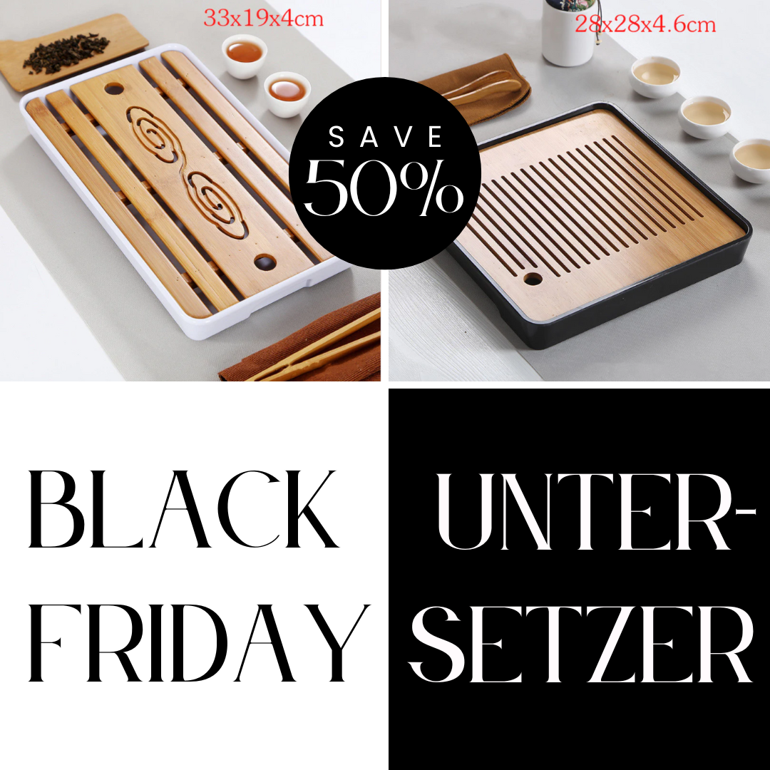 Black Friday tea tray sale, save 50%. Two trays with cups.