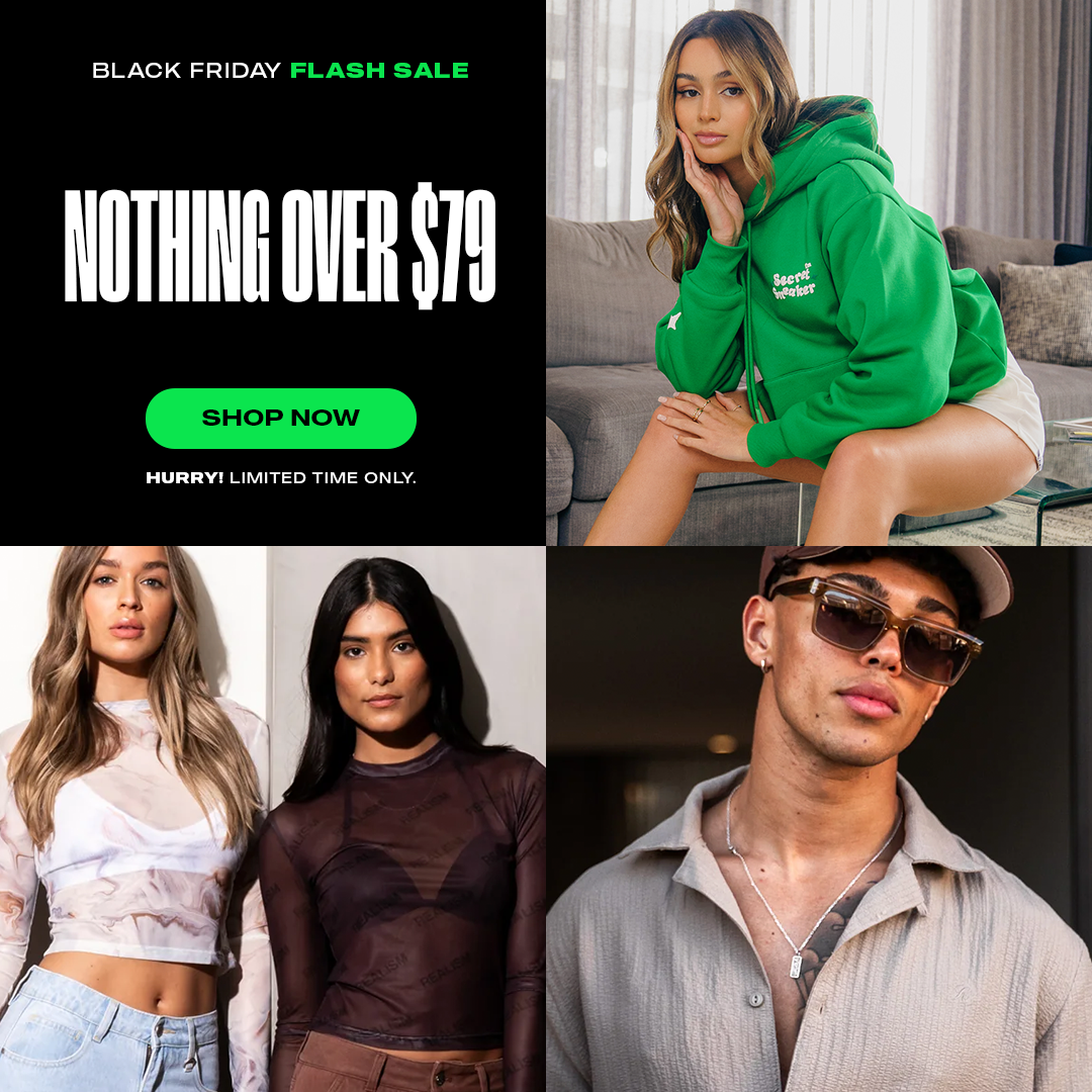 Black Friday flash sale: clothing models and