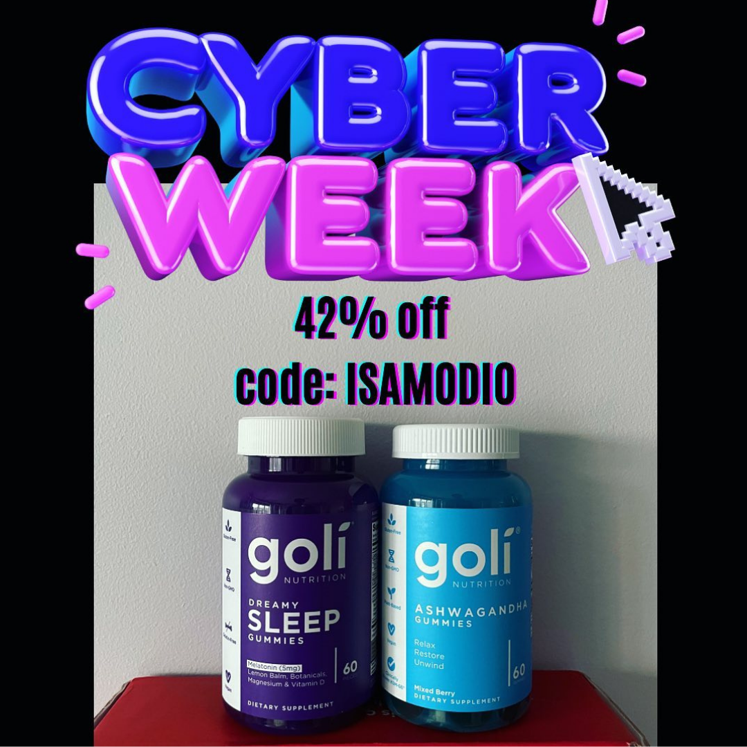 Cyber Week sale ad: two Goli gummy bottles with 