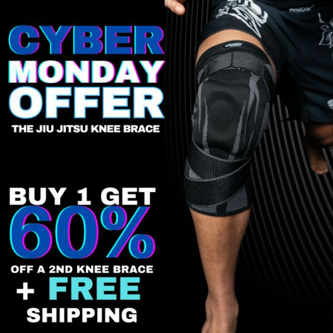 Cyber Monday offer: knee brace ad. Buy one get 60% off a second brace + free shipping.