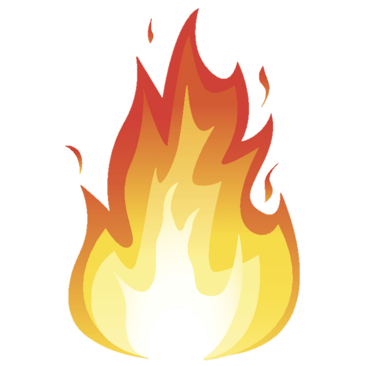 A cartoon illustration of a fire on a white background