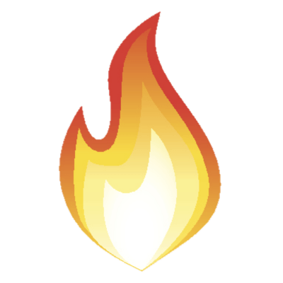 A cartoon drawing of a fire flame on a white background