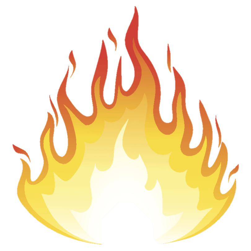 A cartoon drawing of a fire on a white background