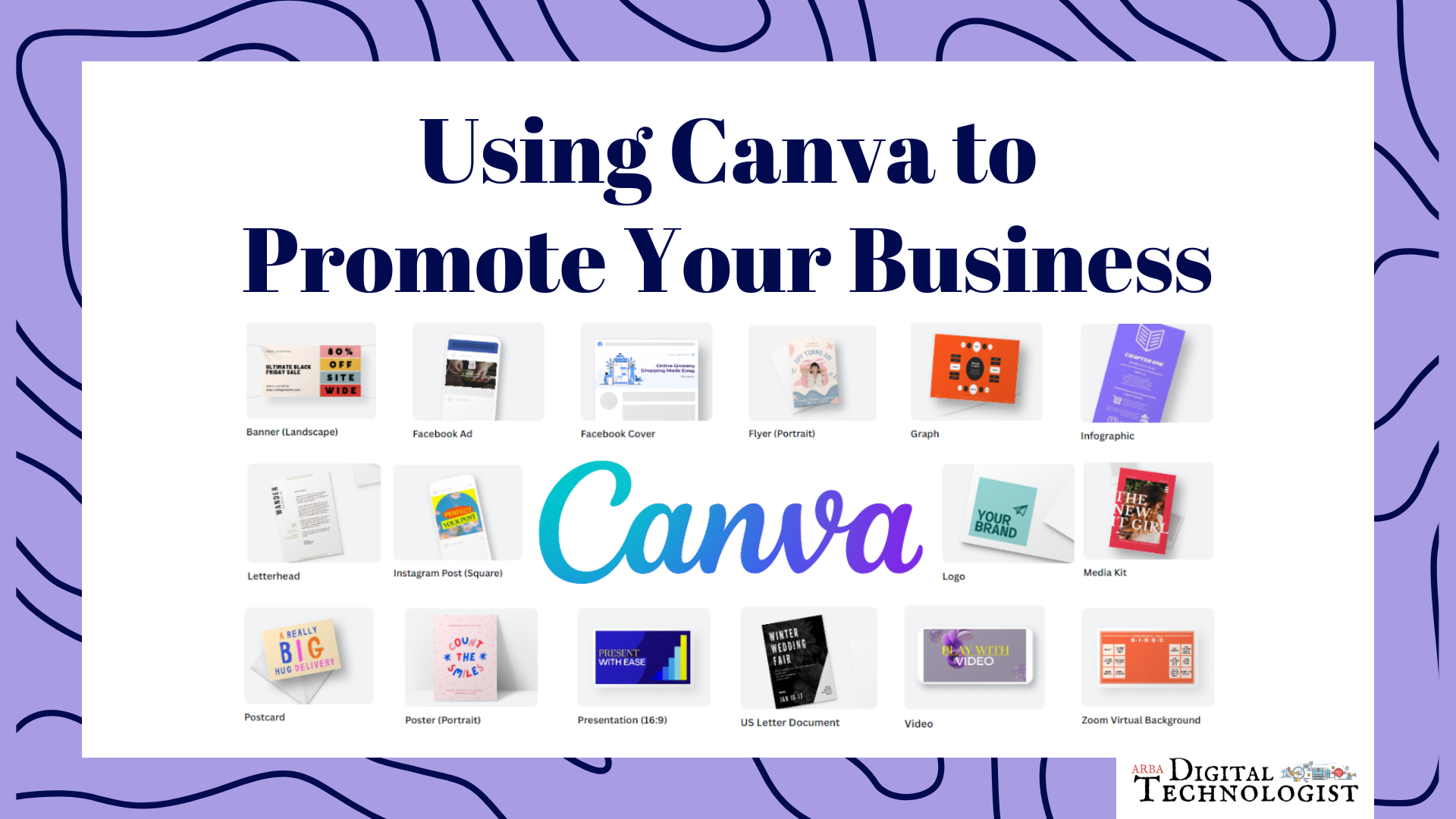 A banner that says using canva to promote your business