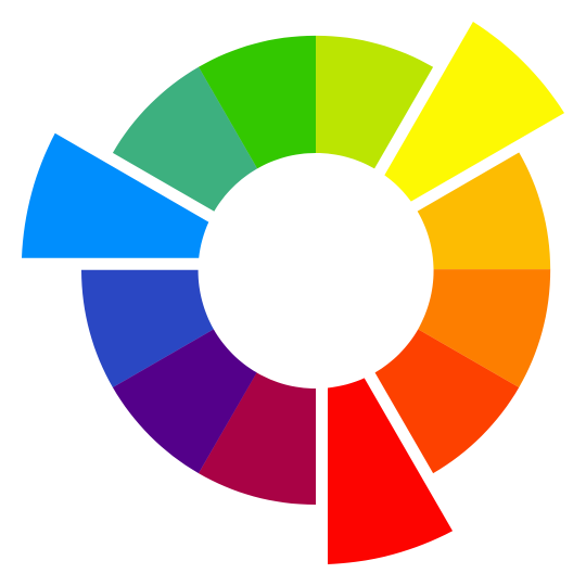 Color wheel logo with bright segmented rainbow ring on white background