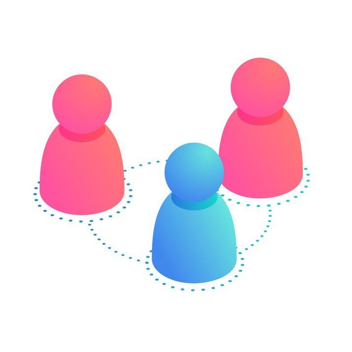 A group of people are connected to each other.