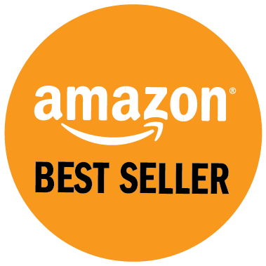 Orange Amazon “Best Seller” badge with white Amazon logo and black text