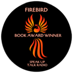 Black circle with orange phoenix graphic, 