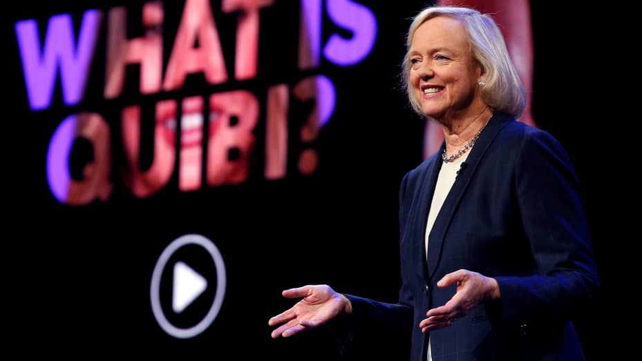Meg Whitman on stage, smiling, with 