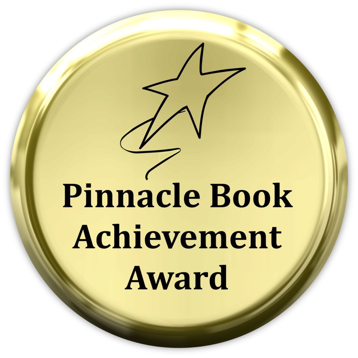 Gold medallion with a star and text 