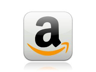 Amazon app icon. White background, black 