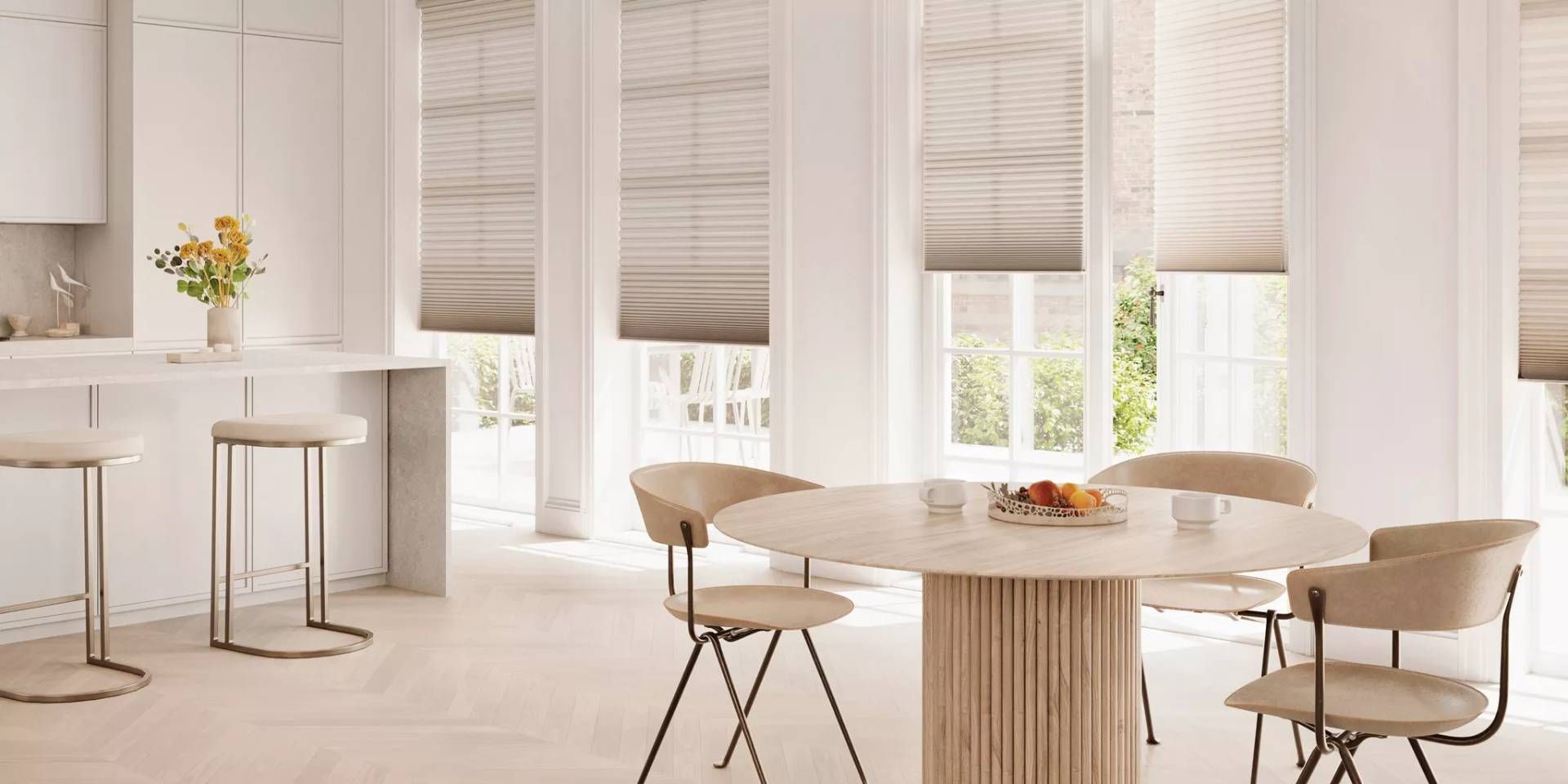 Hunter Douglas Duette® Honeycomb Shades in Dining Room Windows