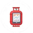 A red gas cylinder with a graph on it.
