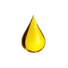 A yellow drop of oil on a white background.
