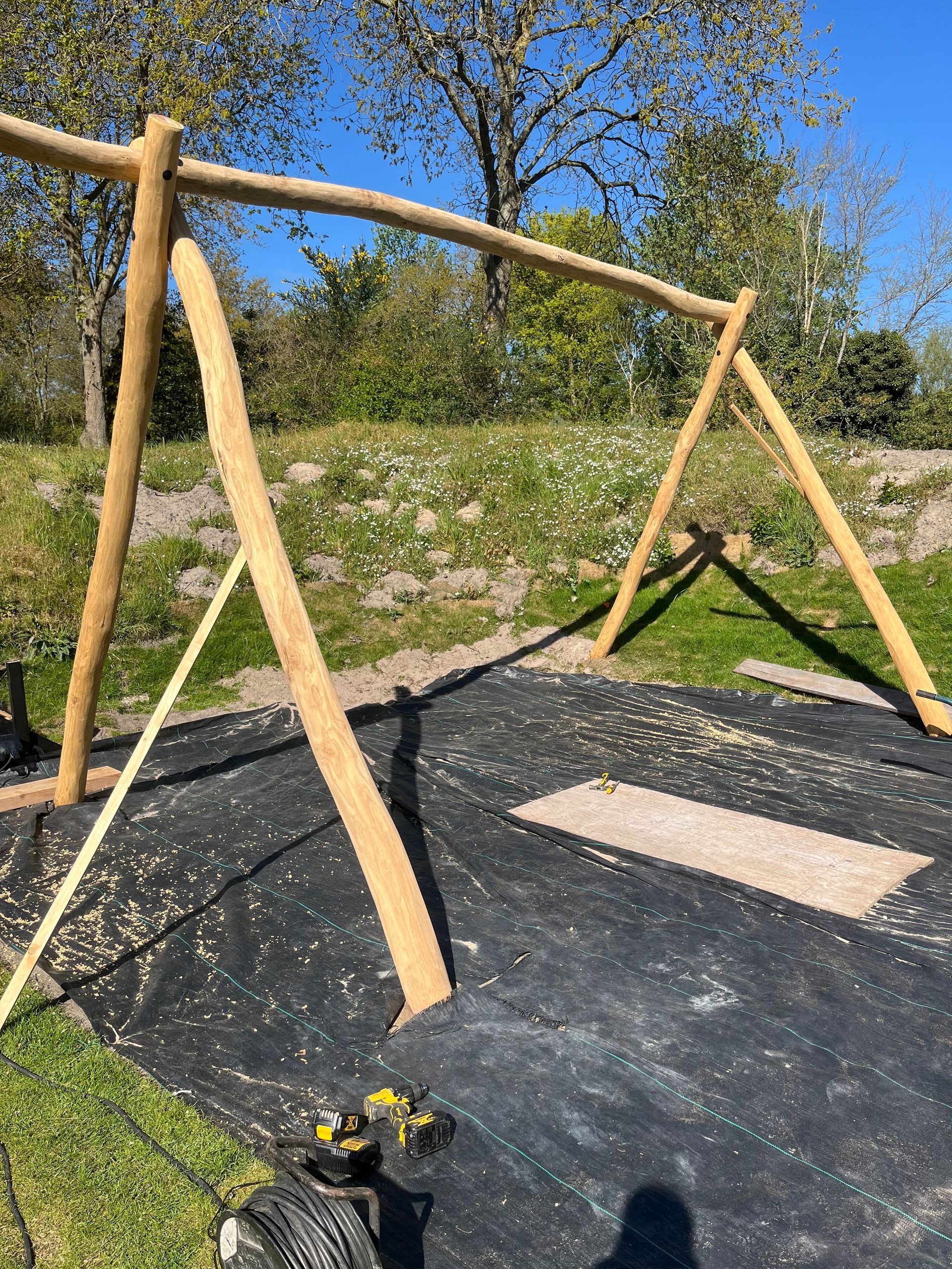 Natuurlijke schommel - 6 haken voor 3 zitjes