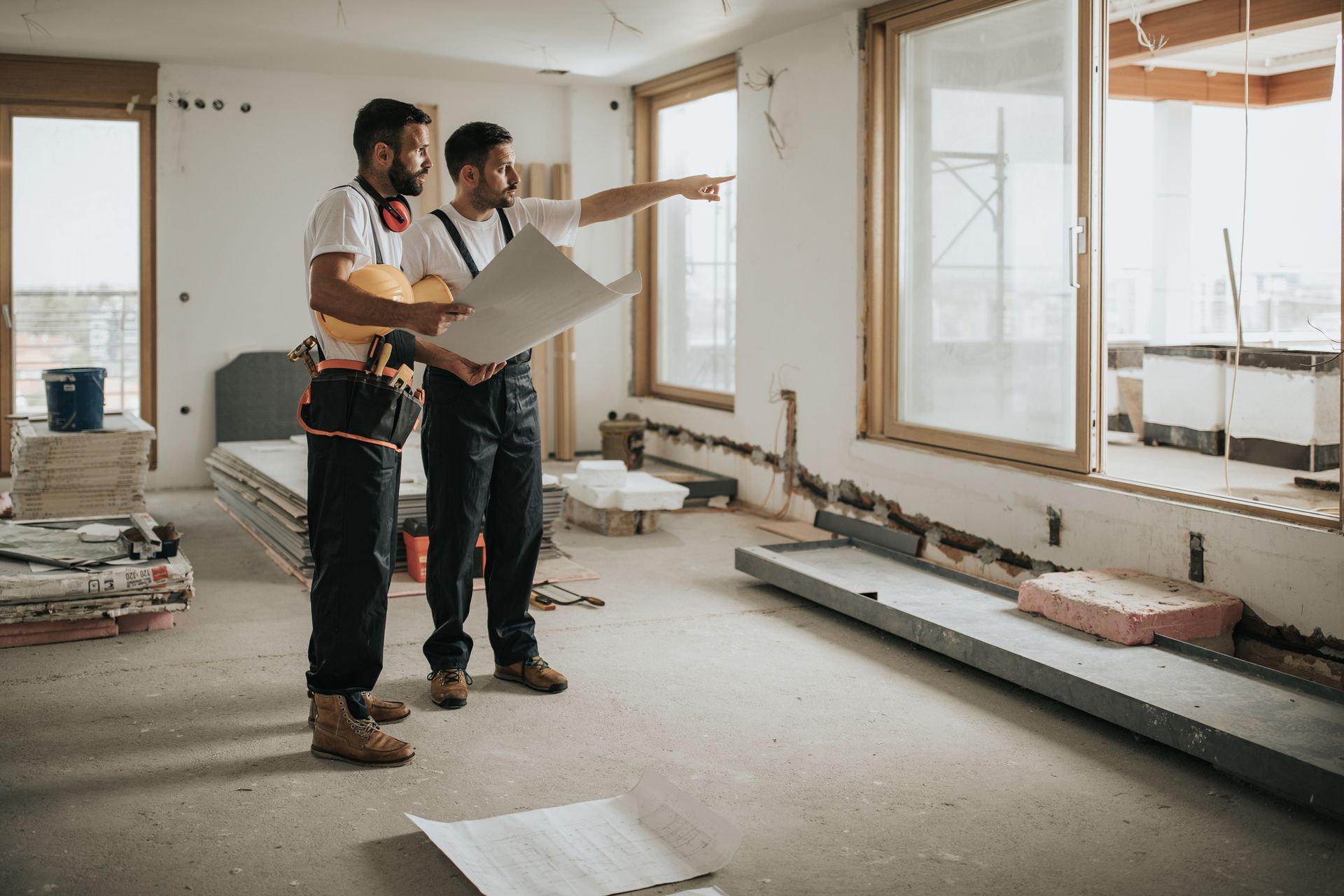 Construction Workers Analyzing Blueprints — Mildura, Vic — CFB Group