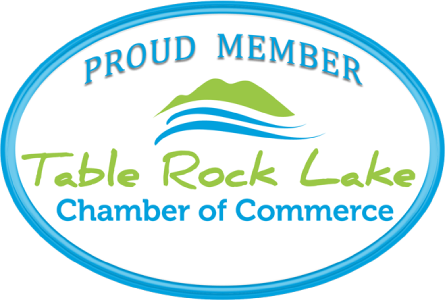 Proud member logo for Table Rock Lake Chamber of Commerce, blue and green oval emblem