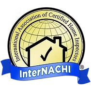 InterNACHI logo with house and checkmark in a yellow circle, blue ribbon banner