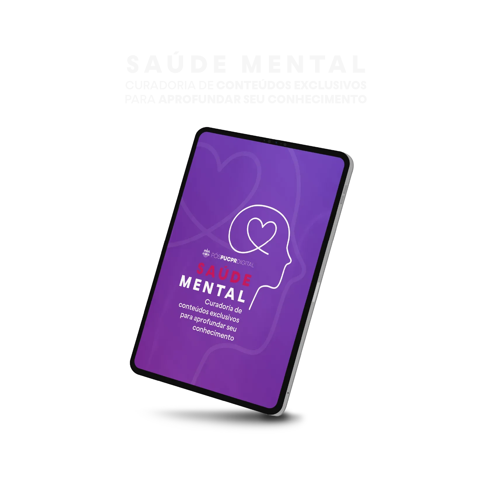 Um tablet com uma tela roxa e um coração nele.