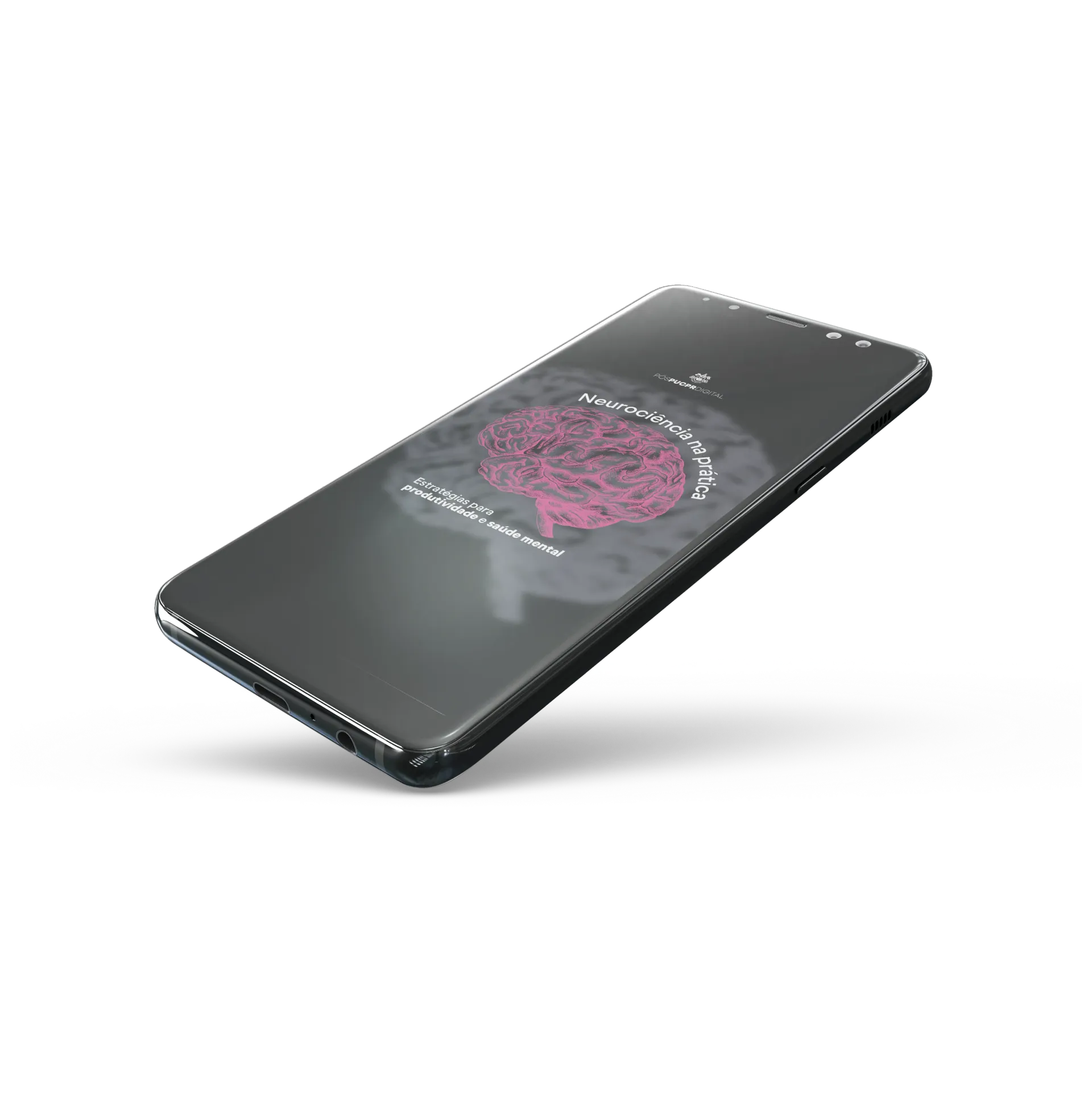 Um smartphone com uma imagem de um cérebro na tela.