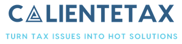 Logo of Caliente Tax with tagline: Turn tax issues into hot solutions.