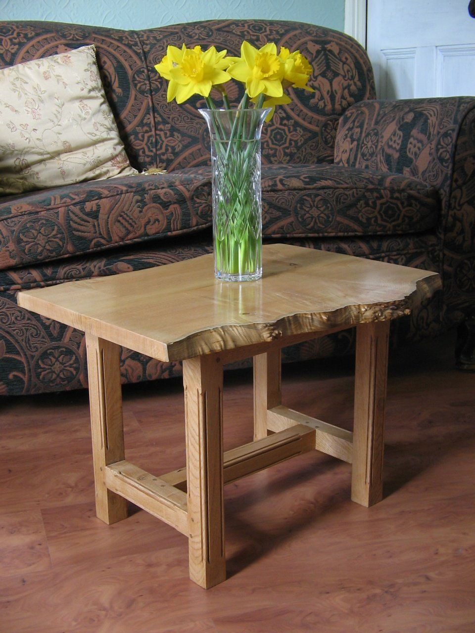 image of a side table in sweet chestnut made by Patrick Turk the owner of Forest 2 Furniture using timber milled and dried by him