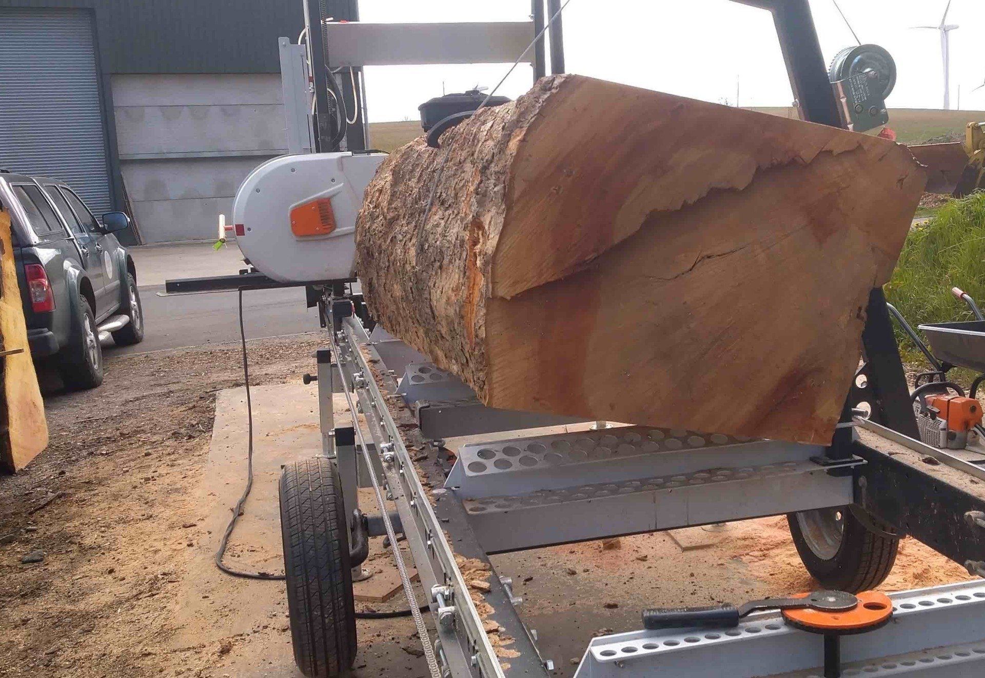Turning a lump of London Plane to continue milling.