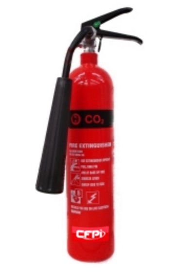 Photo d’un extincteur CO2 plus additif  expert de France Protect.
