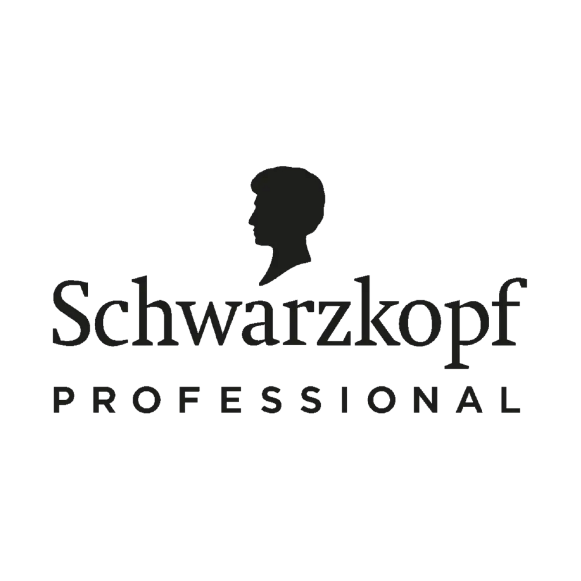 Schwarzkopf Professional logo in black on a white background with a profile silhouette above the text