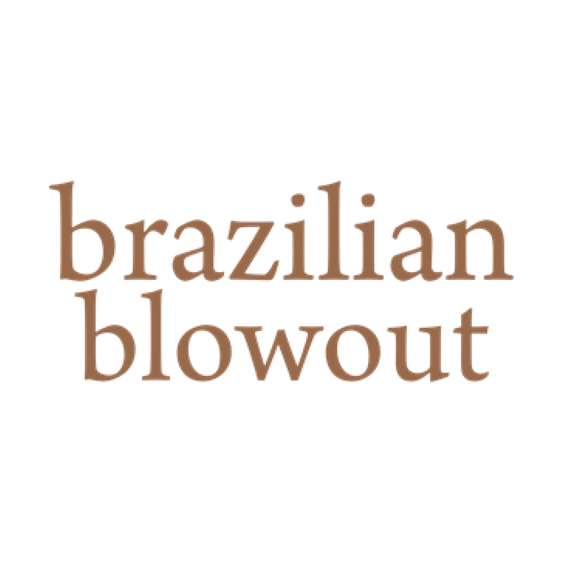 Brown serif text reading “brazilian blowout” on a white background