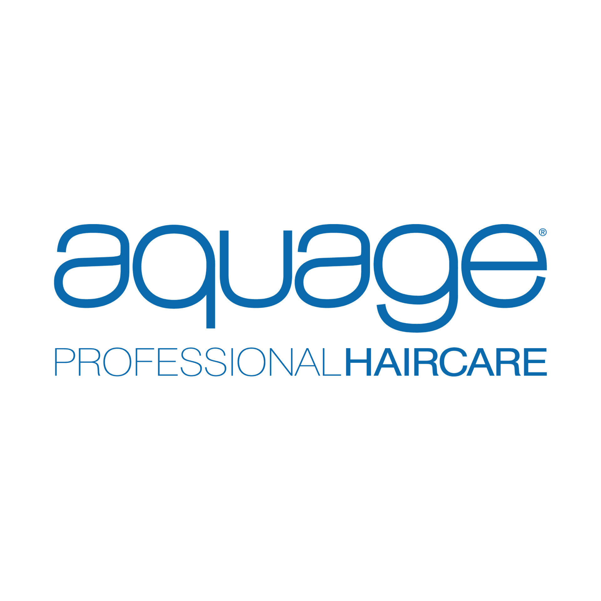 Aquage Professional Haircare logo in blue on a white background