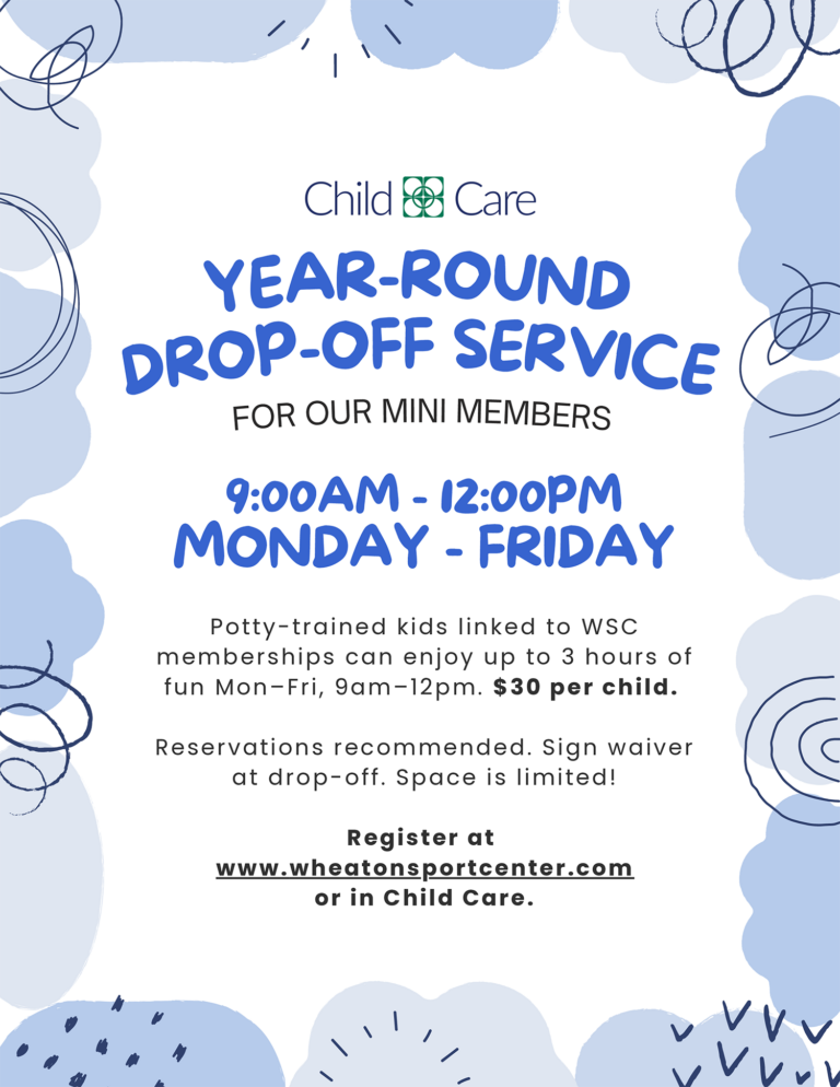 ChildCare Morning Bounce Party flyer with bunting, slides, sun, and event details for Friday, July 3rd