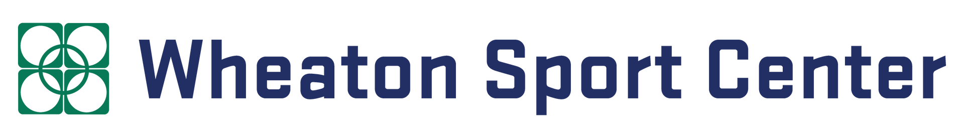 Wheaton Sport Center logo with green icon and dark blue text on a white background