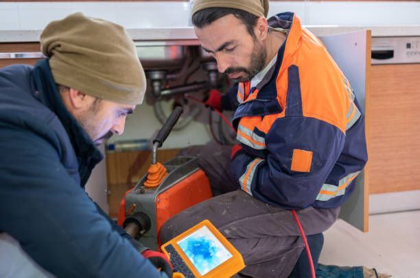 Two technicians are providing sewer cleaning services in Cleveland, TN.