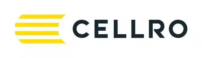 Logo van CELLRO met een geel ontwerp en zwarte tekst.