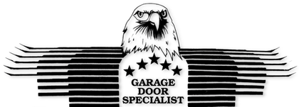 Black eagle logo with stars and the words “Garage Dog Specialist” on striped wings.