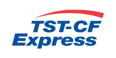 TST CF Express logo in blue and red text with a red swoosh above