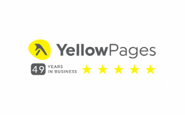 YellowPages logo: yellow icon, text, stars;