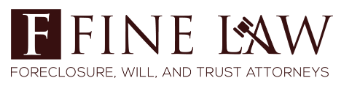 Logo of Fine Law. Dark brown